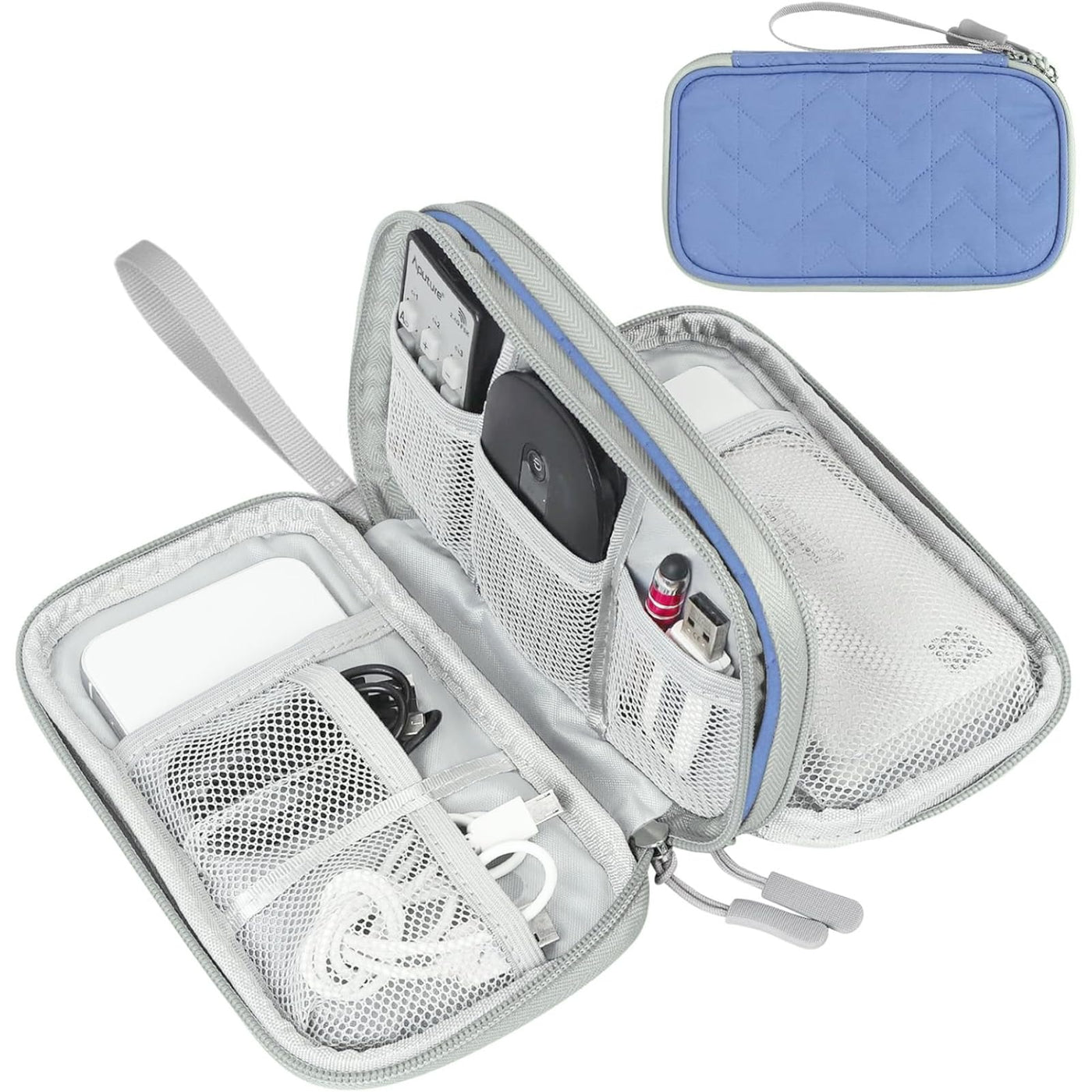 FYY Travel Cable Organizer Pouch Electronic Accessories Carry Case Portable Waterproof Double Layers All-in-One Storage Bag for Cord, Charger, Phone, Earphone Black