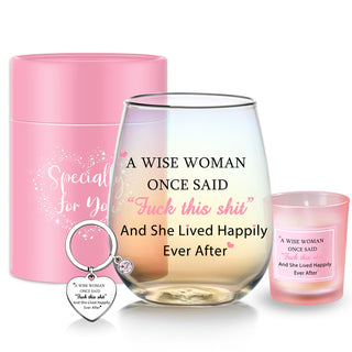 Yalucky Coworker Leaving Gifts for Women Wine Glasses Retirement Gifts Thank You Goodby Gift for Colleagues Friend Birthday Teacher Christmas Presents for Colleagues Women Pink Ladies Gift