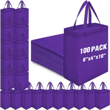 Windyun 50 Pcs Reusable Tote Bag Bulk 8 x 4 x 10 Inch Non Woven Shopping Bag with Handle Reusable Portable Grocery Gift Tote (Black)