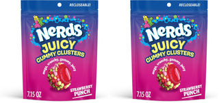 Nerds, Juicy Gummy Clusters, Strawberry Punch, Juicy and Gummy Candy, 1 Stand up Bag, for Snacking and Sharing, 7.2 Ounce