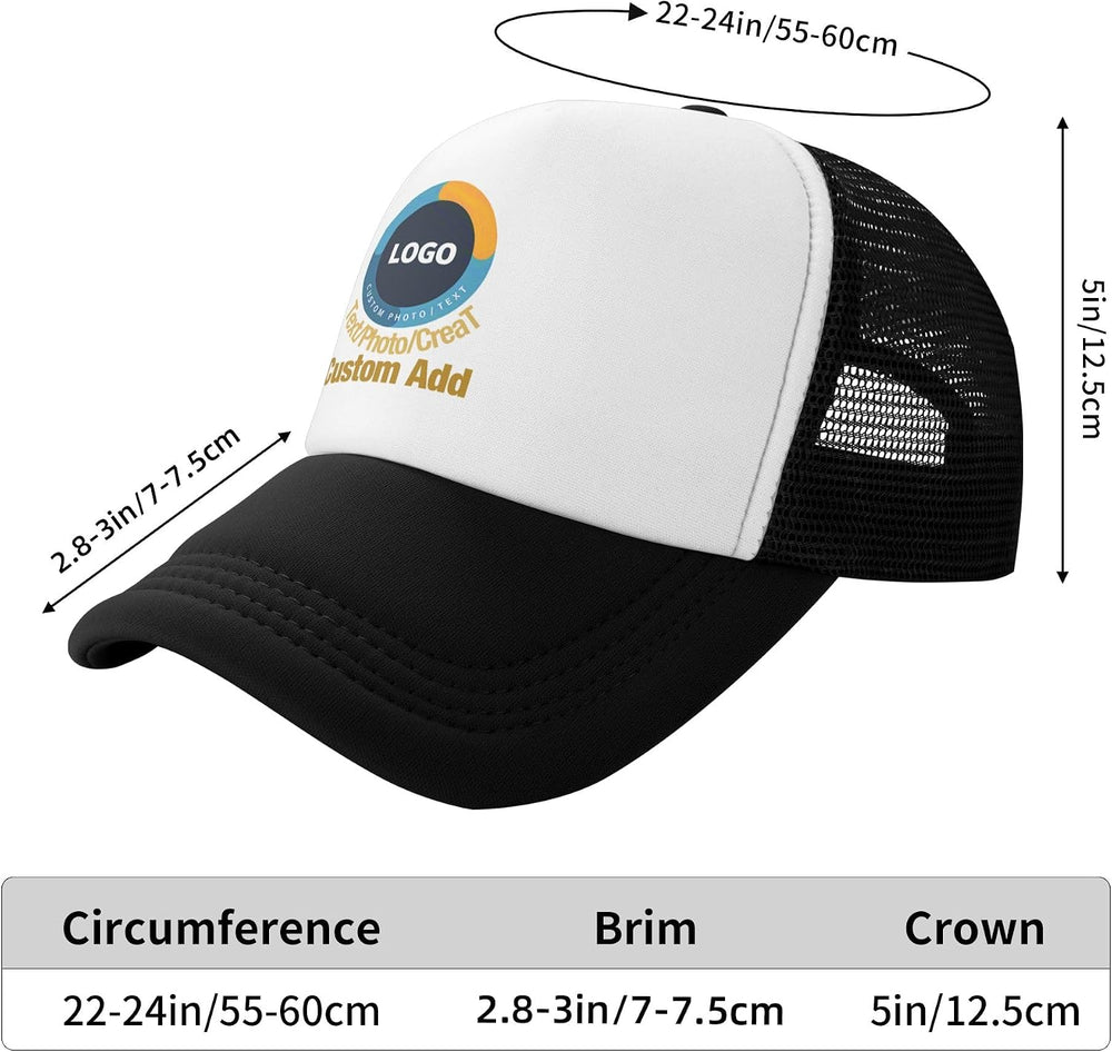 Custom Baseball Hats for Men & Women - Add Text/Photo/Logo - Adjustable Breathable Outdoor Hat, Sports & Casual- Bulk Supply