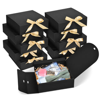 WLUSEAXI 10pack Gift Boxes with Lids, 6.5''x6.5''x2'' Red Gift Boxes For Presents, Paper Boxes with Ribbon for Birthday Wedding Party Chocolate Candy