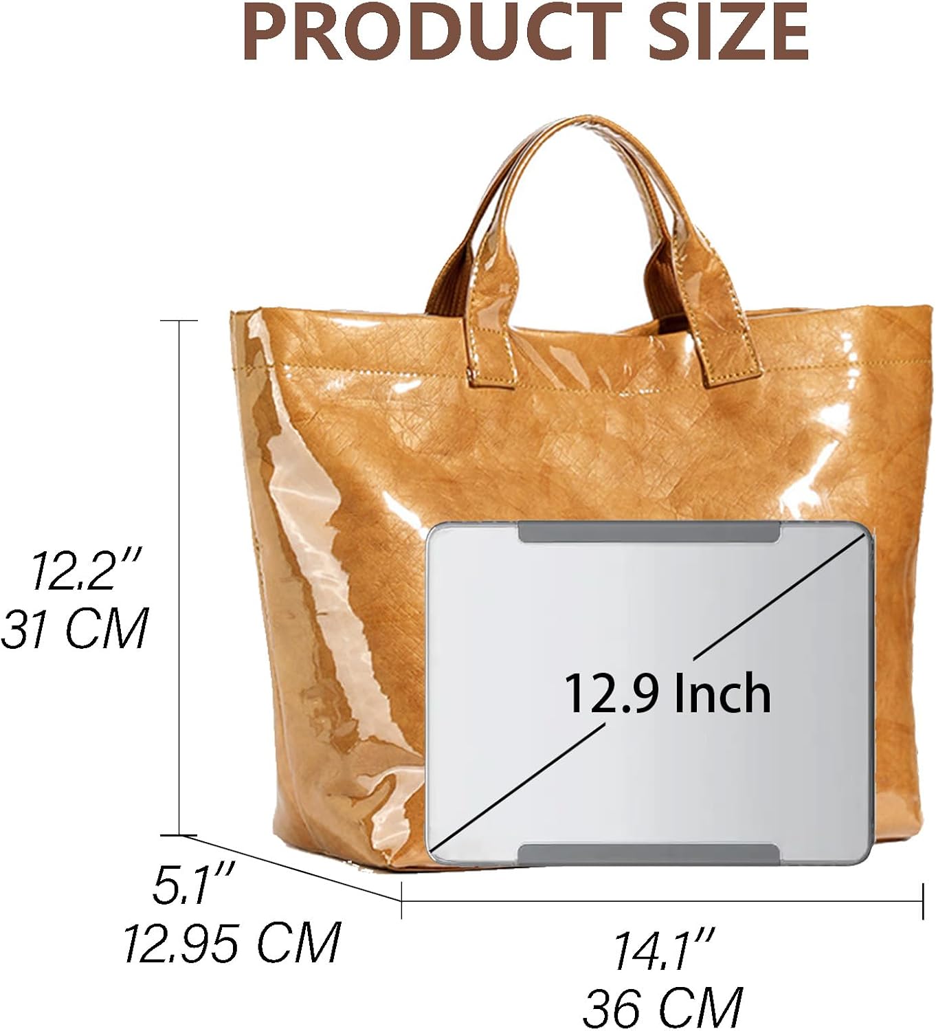KAMEILONG Women's Large PVC Tote Bag Letters Print Handbags Paper Shoulder Bag Clear Shopping Hobo Bag