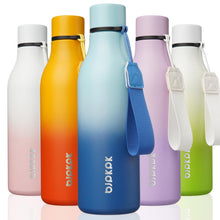 BJPKPK Insulated Water Bottles, 18 oz Stainless Steel Metal Water Bottle with Strap, BPA Free Leak Proof Jugs, Mugs, Flasks, Reusable Thermal Flasks for Sports & Travel, Orange