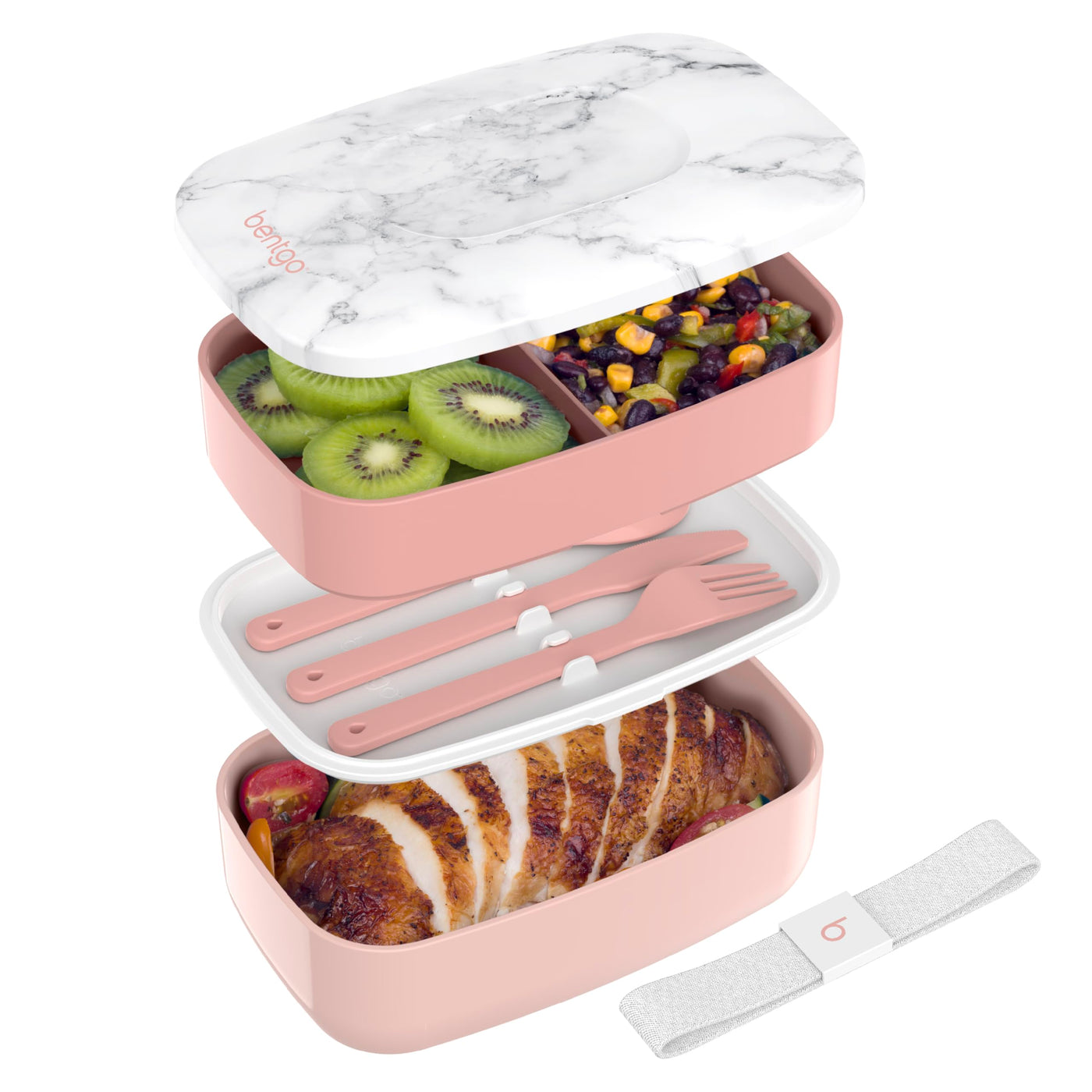 Bentgo Classic - Adult Bento Box, Stackable 3-Compartment Lunch Box with Removable Utensil Set and Sealing Strap, BPA-Free, Food Container Ideal for Meal Prep, Work, and On the Go (Khaki Green)
