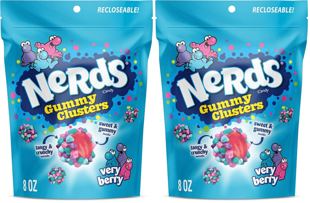 Nerds, Juicy Gummy Clusters, Strawberry Punch, Juicy and Gummy Candy, 1 Stand up Bag, for Snacking and Sharing, 7.2 Ounce
