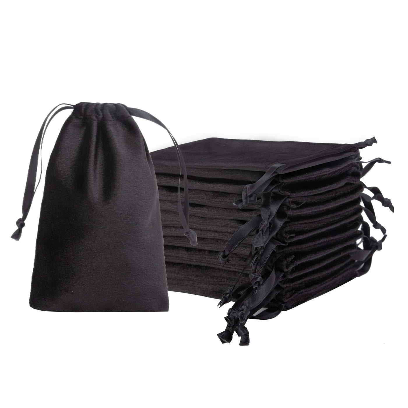 QIANF 12pcs Light Champagne Velvet Drawstring Bags 4x6 inches Glossy Small Velvet Cloth Gift Bags Jewelry Pouches for Storage Wedding Party Favor Christmas