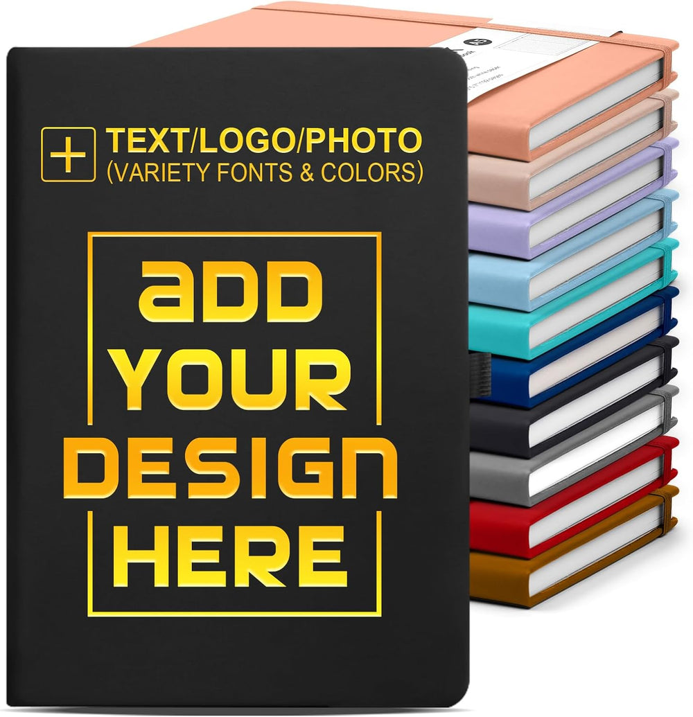 Personalized Notebook-Can Customize Logo/Text/Image, Customizable A5 Journal Notebook Daily Journals For Writing-192 Lined Pages 8.5 x 5.71 Inch,Black
