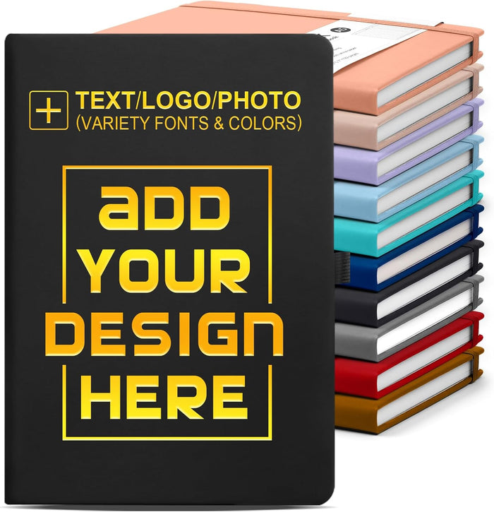 Personalized Notebook-Can Customize Logo/Text/Image, Customizable A5 Journal Notebook Daily Journals For Writing-192 Lined Pages 8.5 x 5.71 Inch,Black