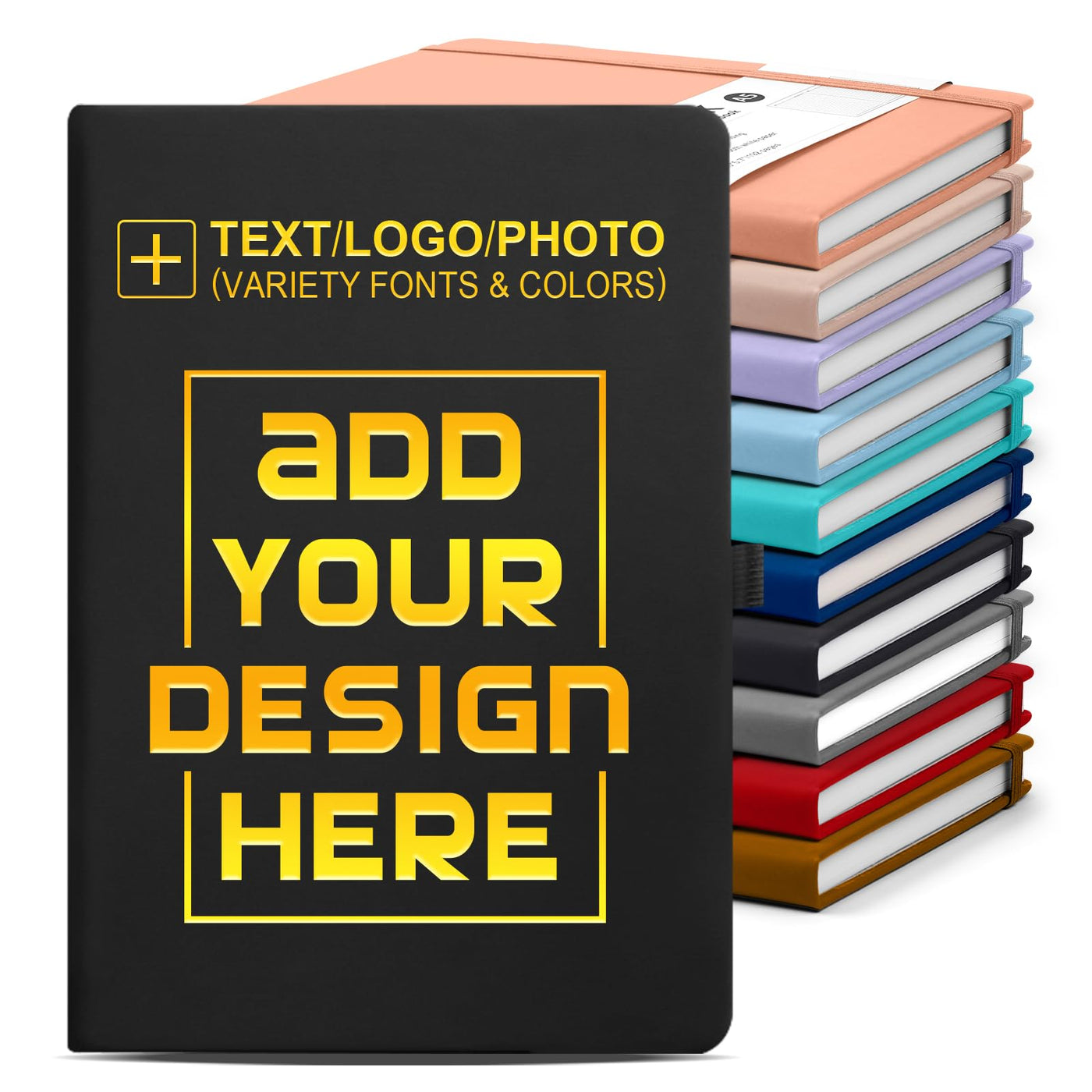 Personalized Notebook-Can Customize Logo/Text/Image, Customizable A5 Journal Notebook Daily Journals For Writing-192 Lined Pages 8.5 x 5.71 Inch,Black