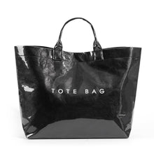 Lushandy PVC Tote Bag Women's Letters Print Hobo Handbag 14L Waterproof Plastic Tote Purse for Work, Beach, Shopping