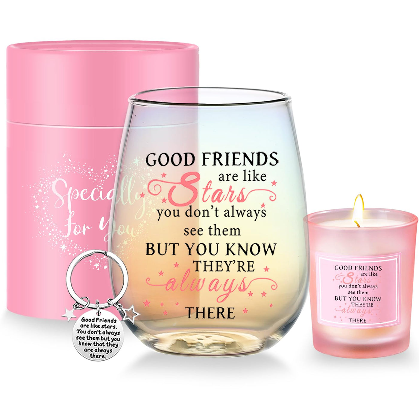 Yalucky Coworker Leaving Gifts for Women Wine Glasses Retirement Gifts Thank You Goodby Gift for Colleagues Friend Birthday Teacher Christmas Presents for Colleagues Women Pink Ladies Gift