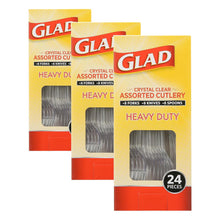 Glad Clear Disposable Cutlery Set with Heavy Duty Plastic Forks, Knives, and Spoons, Reusable Dishwasher Safe Plastic Utensils for Parties and Everyday Use, 240 Count