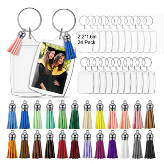 Henoyso 6 Sets Teacher Gift 2.2x1.6 Inch Acrylic Photo Frame Keychain Picture Insert Blank Clear Picture Holder 2026 Graduation for DIY