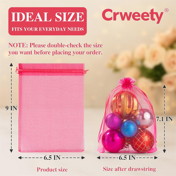Crweety 50 Pcs White Organza Bags 6x9 Inches, Large Mesh Gift Bags Drawstring, Jewelry Pouches Candy Treat Sachet Mesh Bag Drawstring for Wedding Party Favors Baby Shower & Goodie Gifts - hover image