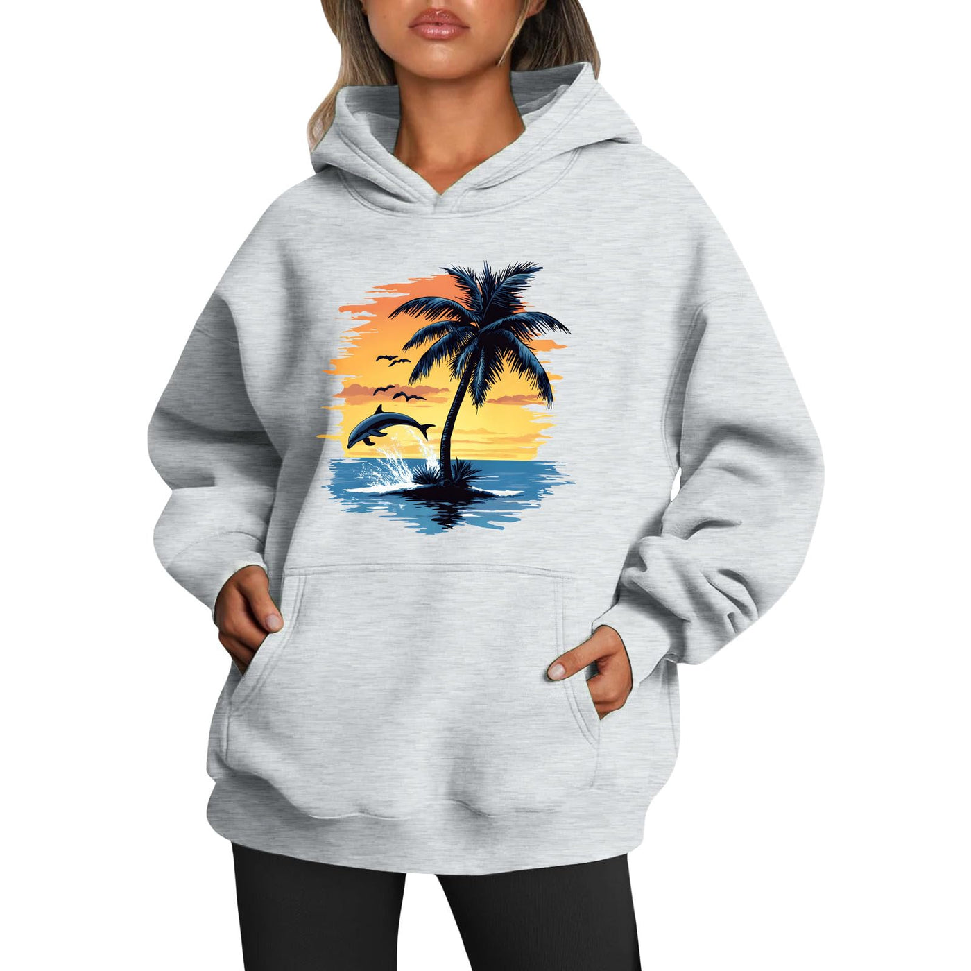 Womens 2025 Oversized Hoodie Graphic Pullover Sweatshirt Fall Winter Long Sleeve Warm Casual Top with Kangaroo Pocket
