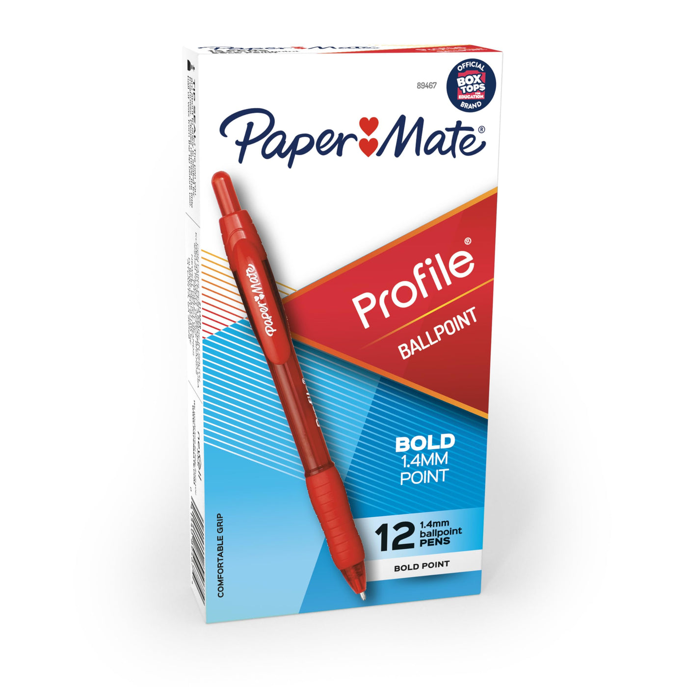 Paper Mate Profile Retractable Ballpoint Pens, Bold Point (1.4mm), Assorted Colors, 12 Count - Back to School, Office, Teacher Supplies