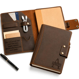 Personalized Leather Portfolio for Men, Women - Custom Business & Organizer A4 A5 Document Binder, Journal for Coworker, Employee, Gift for Him, Her, Students, Graduation, Father’s Day, Office Gifts