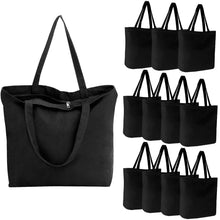 Segarty 6 Packs Canvas Tote Bag with Zipper, 16x13 inch Reusable Washable Grocery Shopping Bags with Handle Plain Canvas Totes for Women Teacher DIY Art Crafts Painting Embroidery Decoration