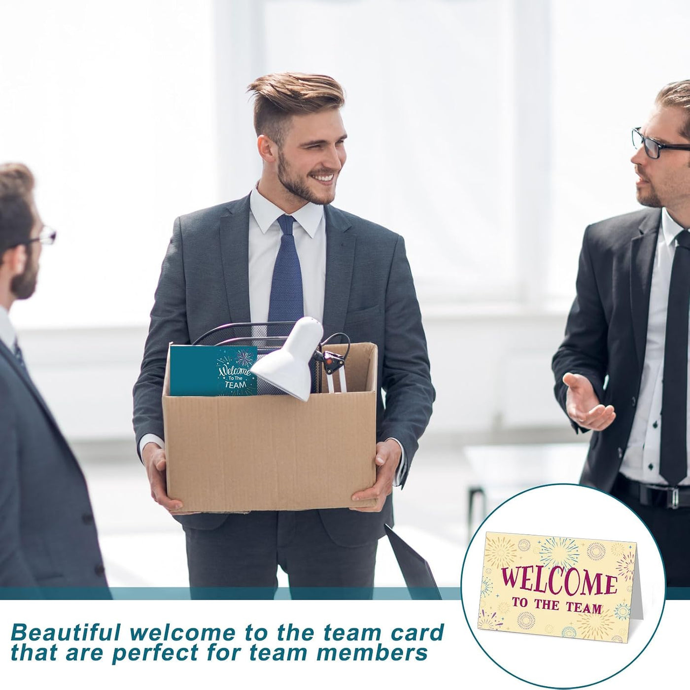 Motiskyy 50 Pcs Welcome to the Team Cards Bulk with Envelopes Stickers 4 x 6 Inch Work Blank Inside Welcome Cards for New Employees Hire Welcome Gifts