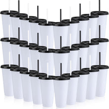 Honeydak 15 Pack Tumbler with Straw and Lid Bulk Cups for Gifts Water Bottle Iced Coffee Travel Mug Cup Reusable Plastic Tumblers for Party Birthdays 24-27 oz (Solid Color)