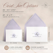 Curio Press Personalized Stationery for Women & Men - A2 Folded Note Cards with Monogram and Name, Fold Over Monogrammed Stationery Thank You Cards with Custom Notecards - Delicate Mono Fold
