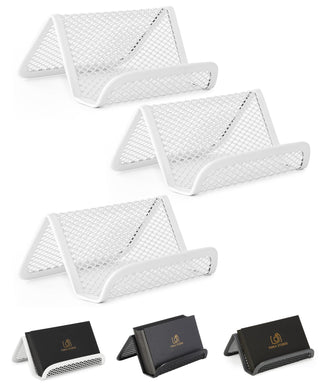 Mr. Pen- Metal Mesh Business Card Holders, 3 Pack, Black, Durable Stainless Steel Card Stand for Desk, Office, and Business Use, Straight, Flat and Smooth Design