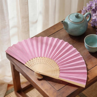 Aneco 18 Pieces Pink Handheld Cloth and Bamboo Folding Fans for Wedding Decoration, Church Gifts, Party Favors, DIY Decoration