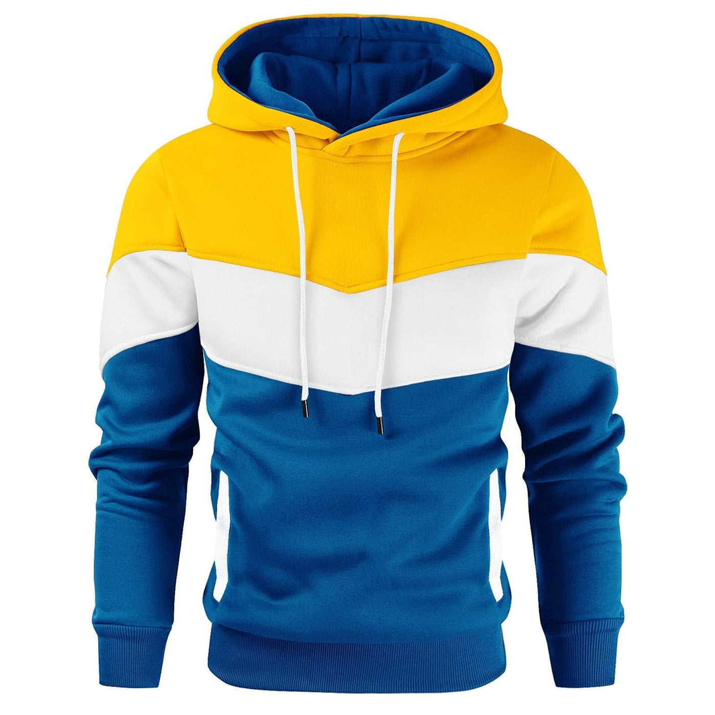 Gesean Men's Novelty Color Block Pullover Fleece Hoodie Long Sleeve Casual Sweatshirt with Pocket