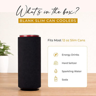 Slim Can Cooler Sleeves 12 Pack– Blank Foldable Neoprene 12oz Can Insulators – Skinny Beverage Coolers for Beer & Soda – Sublimation-Ready (Assorted)