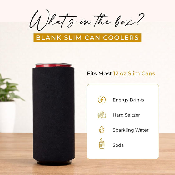 Slim Can Cooler Sleeves 12 Pack– Blank Foldable Neoprene 12oz Can Insulators – Skinny Beverage Coolers for Beer & Soda – Sublimation-Ready (Assorted) - hover image