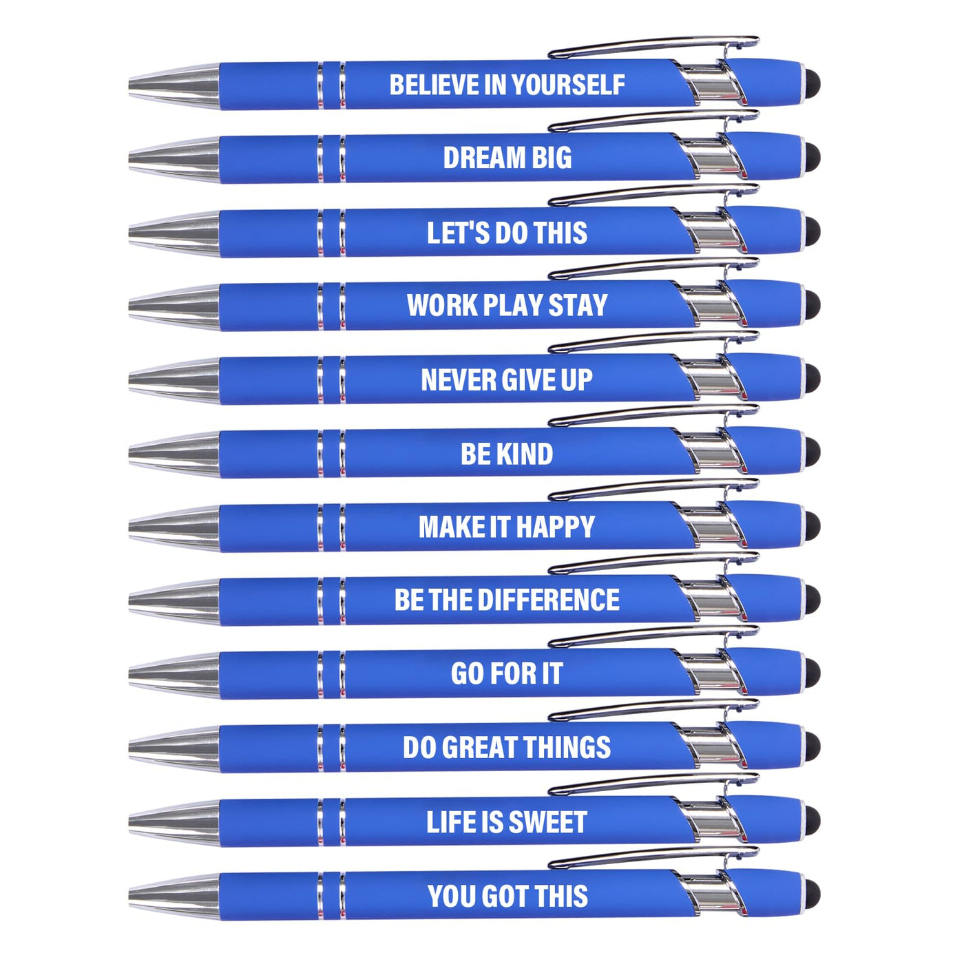 Actsun Funny Pens - 12 Pack Fine Point Smooth Writing Pens with Inspirational Tips, Black Ink, Touch Stylus Screens, Motivational Gift for Office & Desk Accessories