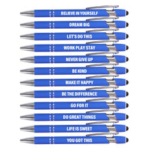 Actsun Funny Pens - 12 Pack Fine Point Smooth Writing Pens with Inspirational Tips, Black Ink, Touch Stylus Screens, Motivational Gift for Office & Desk Accessories