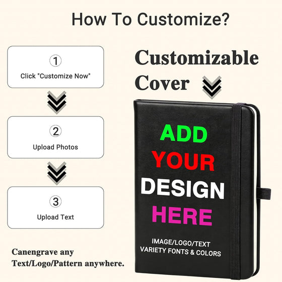 KMH Personalized Notebook and Pen Set, A5 200 Pages Lined Journal Bulk Custom Notebook with Photo Text LOGO for Work, School & Note Taking - hover image