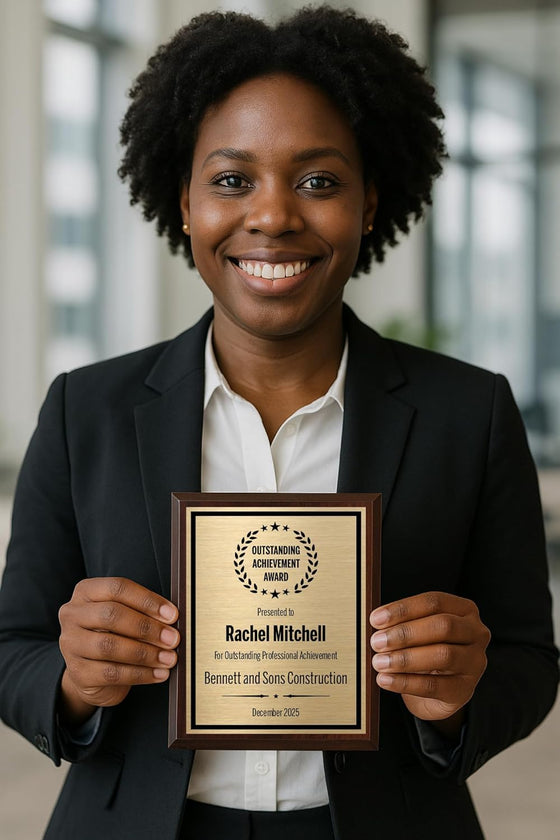 Award Plaques Personalized with Your Text and Title - Engraved Plaque Customized for Employee Appreciation, Recognition, Retirement, Service, Thank You, and more - Custom Awards for Employees, Co-Worker, Friends - Choose Your Size: (6x8 Gold/Black) - hover image
