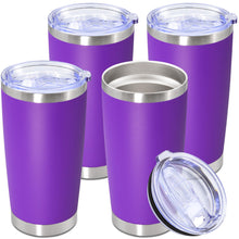 20oz Tumbler Stainless Steel Tumbler Cup with Lid Vacuum Insulated Double Wall Travel Mug, Durable Powder Coated Travel Coffee Tumbler Mug for Hot & Cold Drinks, Purple,1 Pack