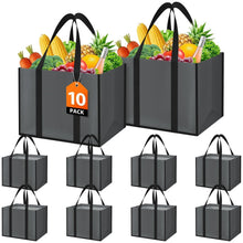 WISELIFE Reusable Grocery Bags with Handles - 3 Pack, 35L Large Shopping Bags for Groceries, Water-Resistant & Foldable Grocery Totes for Lasting Use for Kitchen, Market, Car Trunk, Picnic (Gray)