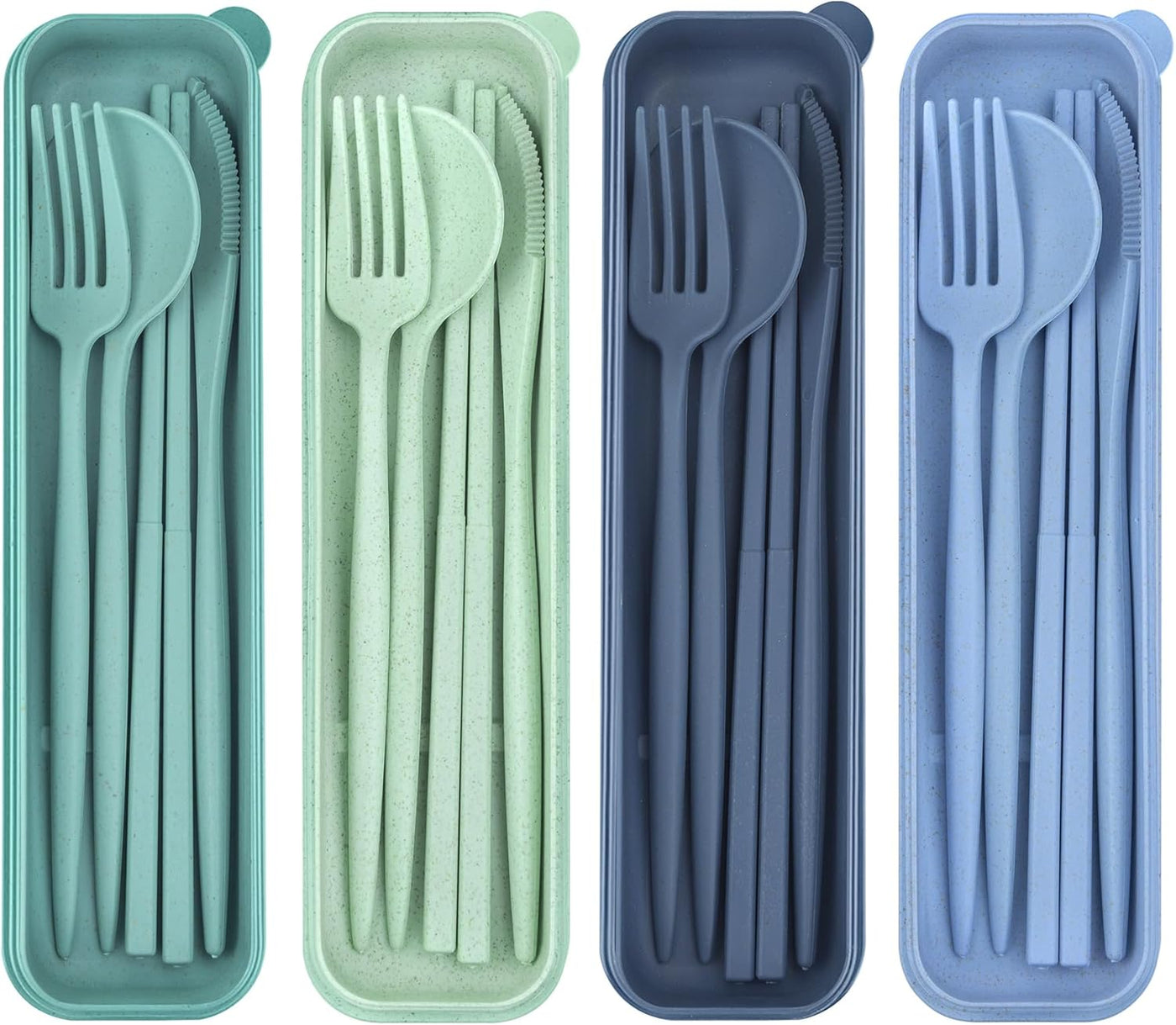4 Sets Reusable Utensils Set with Case, Travel Utensils with Case, Reusable Utensils for Lunch Box Accessories, Portable Lunch Utensils Set for Travel Daily Use