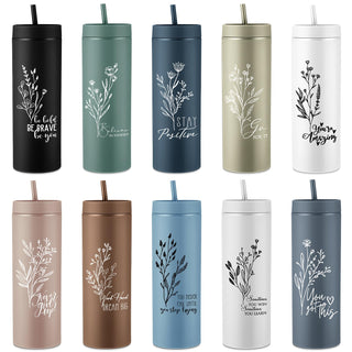 Tioncy 10 Pcs Employee Appreciation Gift Bulk Thank You Skinny Tumbler 16oz Matte Inspirational Water Cup with Lid Straw for CNA Nurse Graduation Team Coworker Teacher Volunteer(Neutral)