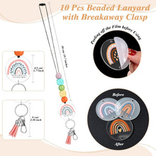 Roowest Graduation Gifts Teacher Lanyards for ID Badge Keys Colorful Rainbow Beaded Badge Lanyard for Women's Day Secretary Employee Appreciation