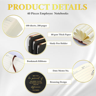 Colarr 40 Pcs Appreciation Gifts Bulk Inspirational PU Leather Notebook Journal & Pen Set Thank You Gifts for Staff, Employees, Coworkers, Nurses(Black,May You)