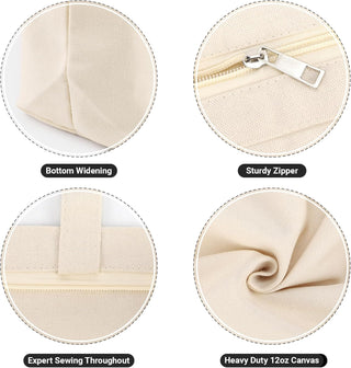 Segarty 6 Packs Canvas Tote Bag with Zipper, 16x13 inch Reusable Washable Grocery Shopping Bags with Handle Plain Canvas Totes for Women Teacher DIY Art Crafts Painting Embroidery Decoration