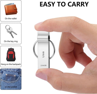 USB Flash Drive 230GB Waterproof USB Stick High Speed Memory Stick 230GB Ultra Large Storage Metal Thumb Drive with Keychain Design for Laptop Computer Tablet