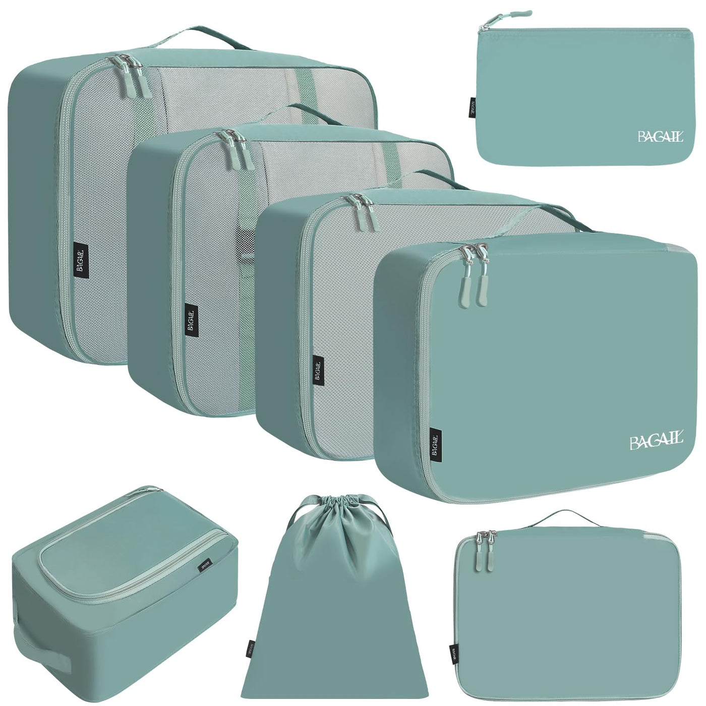 BAGAIL 8 Set Packing Cubes Luggage Packing Organizers for Travel Accessories-Cream