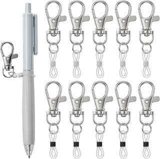 10 PCS Badge Reel Pen Holder Silicone Ring for Pen Holder for Lanyard Pens Keychain with 10 Silicone Ring Lanyards Accessories with Lobster Clasp for Badge Reel Nurses Accessories (Black, White)