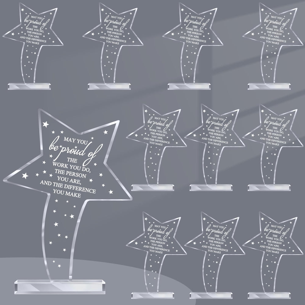 Bucherry 10 Pcs Employee Appreciation Awards for Coworker Acrylic Thank You Trophy May You Be Proud of The Work You Do Sign Prizes Retirement Goodbye Farewell Gift for Women Men(Stylish)