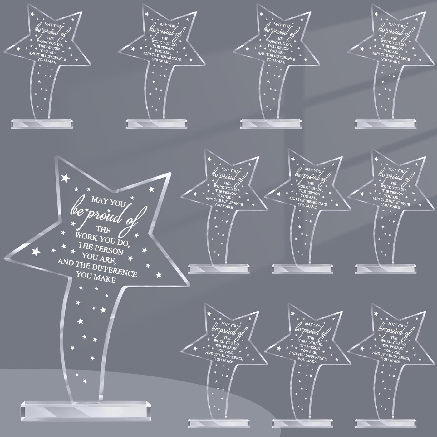 Bucherry 10 Pcs Employee Appreciation Awards for Coworker Acrylic Thank You Trophy May You Be Proud of The Work You Do Sign Prizes Retirement Goodbye Farewell Gift for Women Men(Stylish)