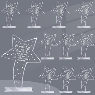 Bucherry 10 Pcs Employee Appreciation Awards for Coworker Acrylic Thank You Trophy May You Be Proud of The Work You Do Sign Prizes Retirement Goodbye Farewell Gift for Women Men(Stylish)