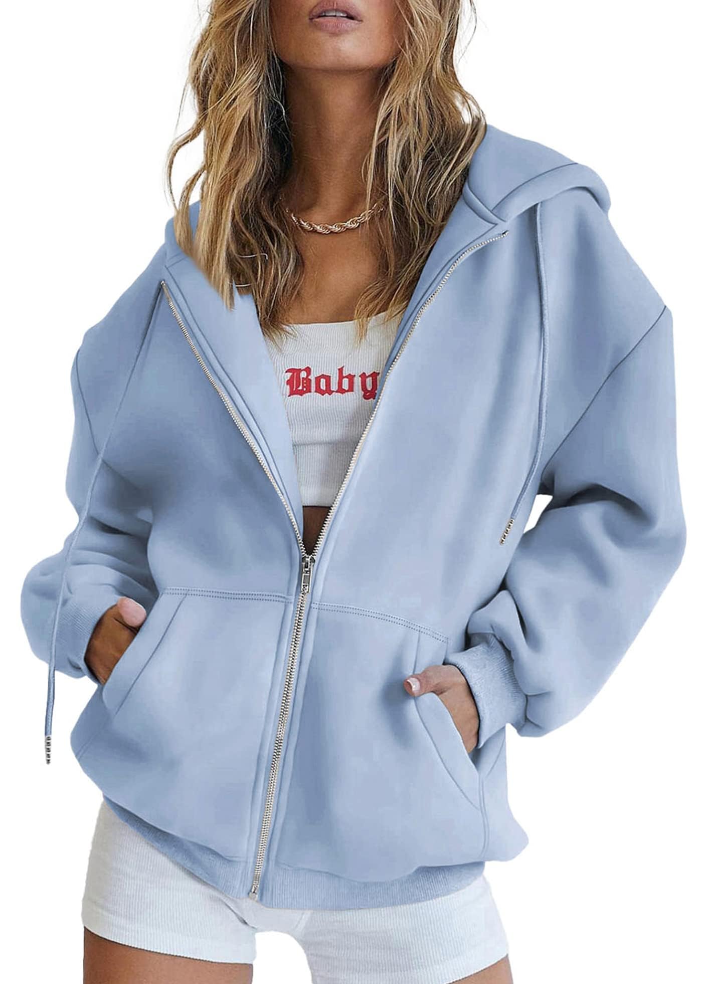 PRETTYGARDEN Women's 2026 Spring Zip Up Y2K Hoodies Casual Long Sleeve Sweatshirts Fall Winter Track Jackets with Pockets