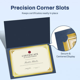 SUNEE 10 Packs Navy Blue Certificate Holders, 250gsm, for 8.5x11 Award Certificates, Certificate Covers with Gold Foil Border